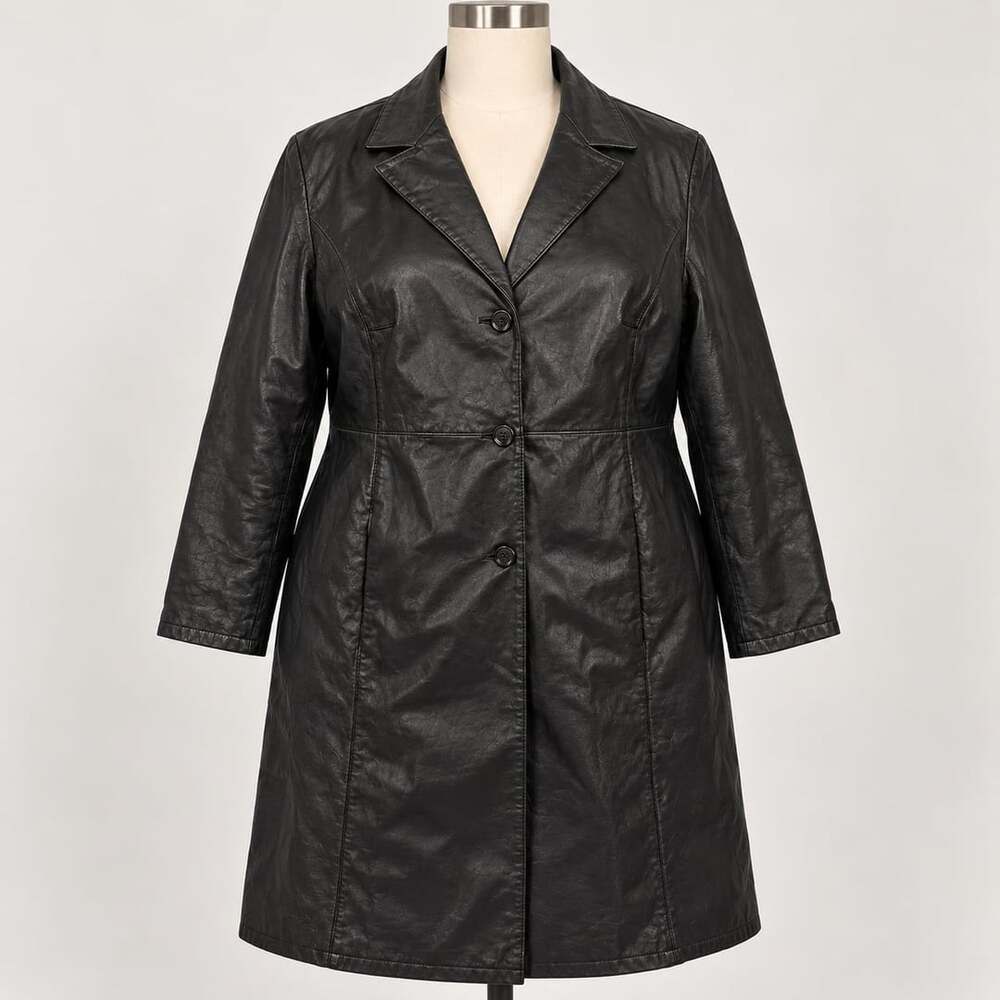 John Paul Richard Black Genuine Leather Coat Women 22 Plus Size Y2K
